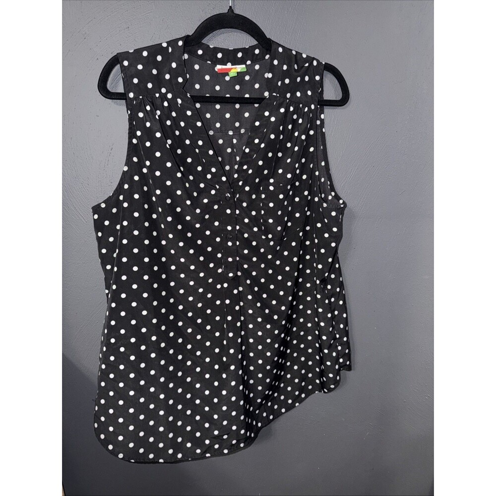 Fervour Womens Sleeveless blouse Polka Dot Pinup Size XL Office